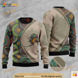 Alaska Mandala Ugly Christmas Sweater, Gift For Xmas 3D Funny Ugly Sweater