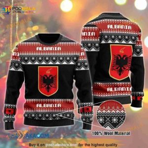 Albania Ugly Christmas Sweater, Emblem Albania Coat Arms Sweater, Christmas 3D Gift