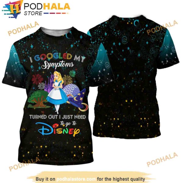 Alice In Wonderland Quotes Blue Black Pattern Disney Cartoon Outfit Unisex Casual 3D Shirt