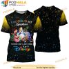 Alice In Wonderland Quotes Yellow Pattern Disney Cartoon Outfits Unisex Casual 3D Shirt