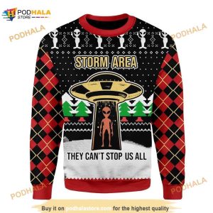 Alien Ugly Christmas Sweater, Storm Area They Can't Stop Us All Sweater