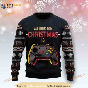 All I Need Is For Christmas Is Game 3D Funny Ugly Sweater, Video Game Sweater