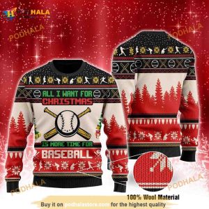 All I Want For Christmas Baseball Ugly Christmas Sweater