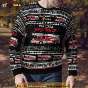 All I Want For Christmas Is A Little Red Truck Christmas 3D Funny Ugly Sweater