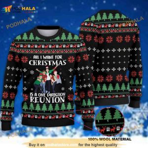 All I Want For Christmas Is A One Direction Reunion Knitted 3D Funny Ugly Sweater