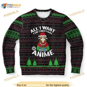 All I Want For Christmas Is Anime Ugly Wool Knitted Sweater