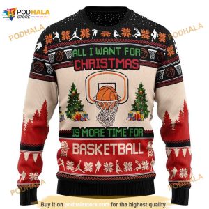 All I Want For Christmas Is Basketball Ugly Knitted Christmas Sweater