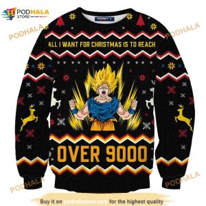 All I Want For Christmas Is To Reach Over 9000 Ugly Christmas Sweater