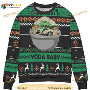 All I Want For Christmas Is Yoda Baby Ugly Knitted Christmas 3D Funny Ugly Sweater