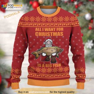 All I Want For Christmas Is You A Big Fish Ugly Christmas 3D Funny Ugly Sweater