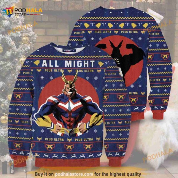 All Might Plus Ultra Christmas Ugly Sweater, Christmas Woolen Sweater