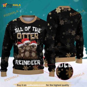 All Of The Otter Reindeer Christmas Christmas 3D Funny Ugly Sweater