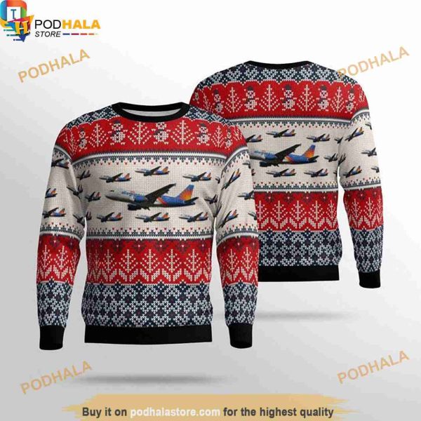 Allegiant Air Airbus A319 Ugly Sweater, Planes Fly Christmas Sweater
