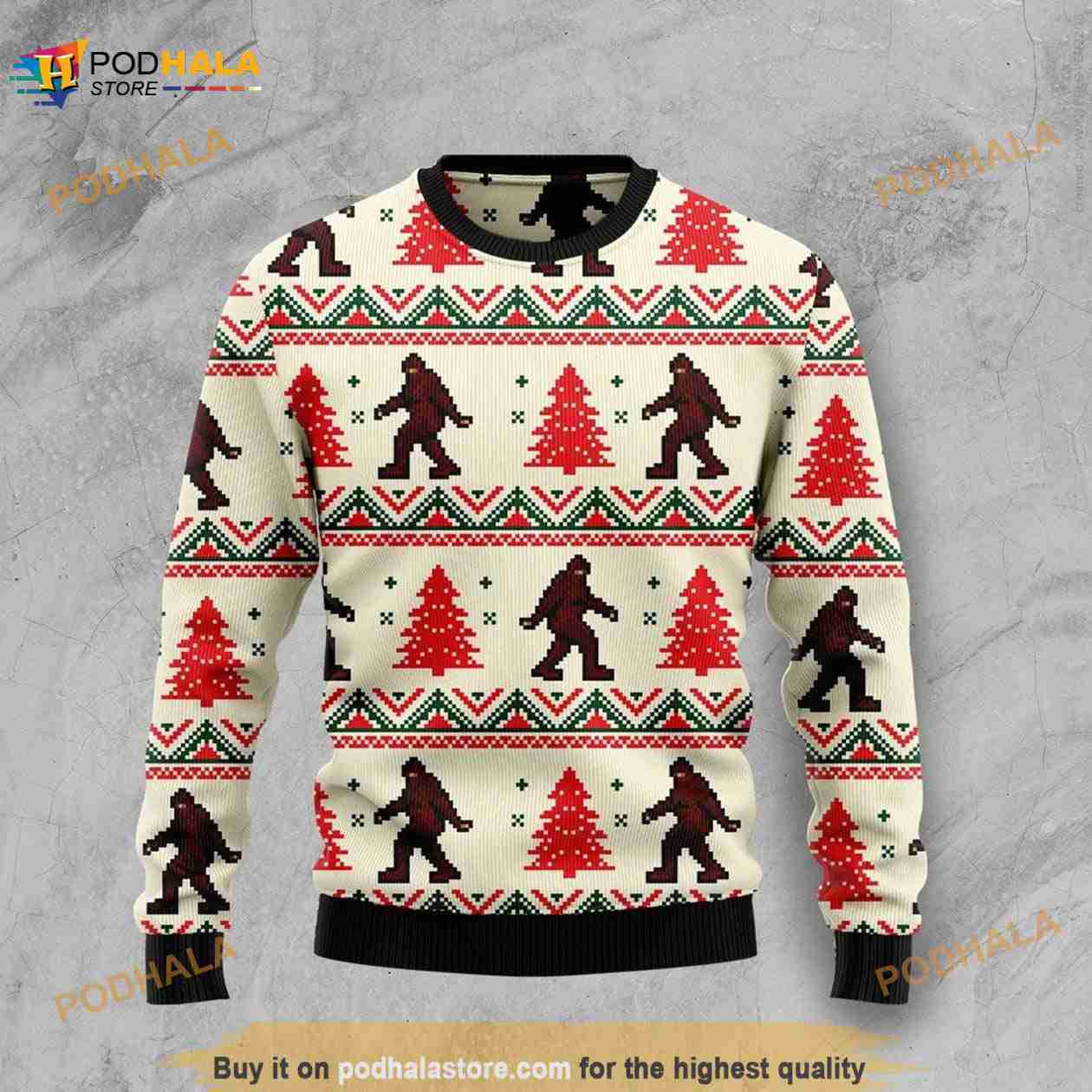 Amazing Bigfoot Christmas Wool Knitted Ugly Sweater Amazing Bigfoot Christmas Wool Knitted Ugly Sweater