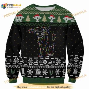 Amazing Cow Light Ugly Christmas Sweater, Gift For Xmas, Funny Cow Sweater