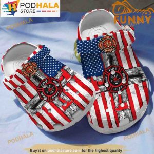 Amazing Firefighter American Flag 3D Crocs, Funny Crocs