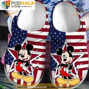 America Flag Mickey Mouse 3D Crocs Clog Shoes, Funny Crocs