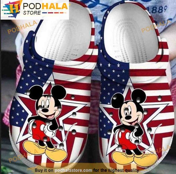 America Flag Mickey Mouse 3D Crocs Clog Shoes, Funny Crocs