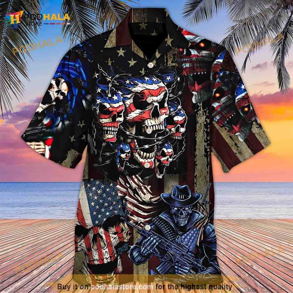America Skull Pride Cool Style Hawaiian Shirt, Summer Beach Shirt