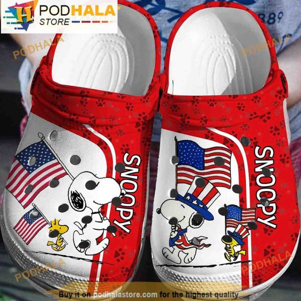 America The Fourth Of July Snoopy 3D Crocs Clog Shoes, Funny Crocs
