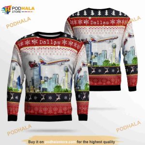 American Airlines Air Cal Heritage With Santa Over Christmas 3D Funny Ugly Sweater
