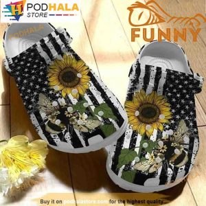 American Bees And Sunflowers 3D Crocs, Funny Crocs