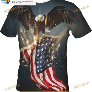 American Eagle 3D Shirt For Men Print Patriots United State Flag 3D Shirt