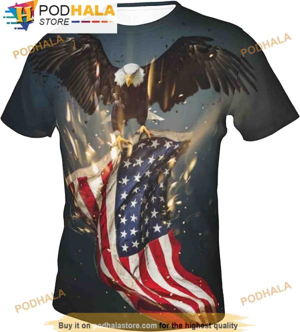 American Eagle 3D Shirt For Men Print Patriots United State Flag 3D Shirt