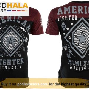 American Fighter Kendall Black Red Athletic Fit Mens Crew Neck 3D Shirt