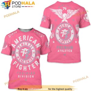 American Fighter Mens Short Sleeve Madison Crewneck 3D Shirt (Pink)