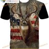 American Flag 3D Shirt Elk Hunting 3D Shirt Short Sleeve