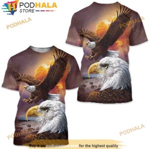 American Flag And Eagle Printed Creative Short Sleeve 3D Shirt For Men