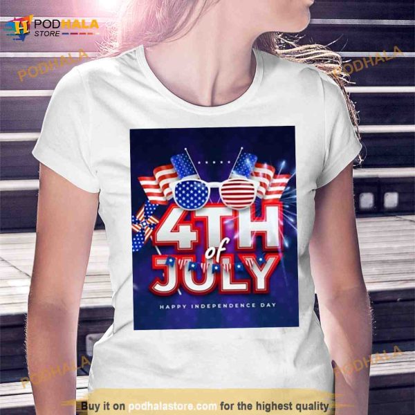 American flag and glass celebrate America’s Independence Day 4th of July Shirt