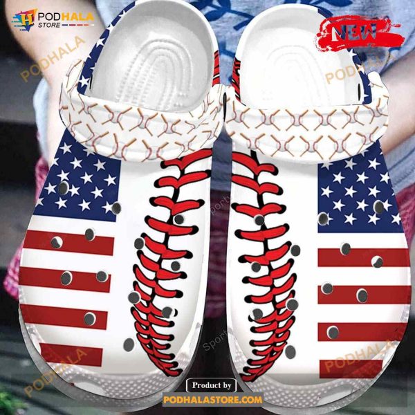 American Flag Baseball For Man And Women Crocs Classic Clog Shoes