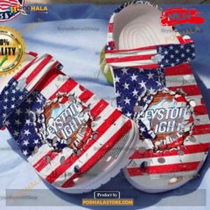 American Flag Break Keystone Light Crocs Classic Clog Shoes