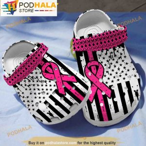 American Flag Breast Cancer 3D Crocs Clog Shoes, Funny Crocs