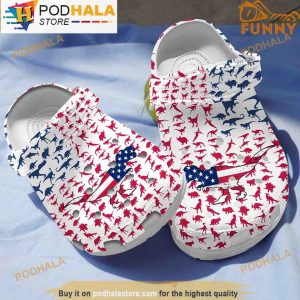 American Flag Dino 3D Crocs, Funny Crocs