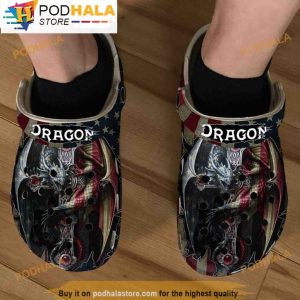 American Flag Dragon 3D Crocs, Funny Crocs
