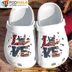 American Flag Love 3D Crocs, Funny Crocs