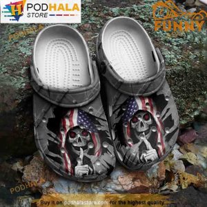 American Flag Skull 3D Crocs Classic Clogs Shoes, Funny Crocs