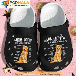 Anatomy Of A Golden Retriever Dog Lover Funny 3D Crocs, Funny Crocs