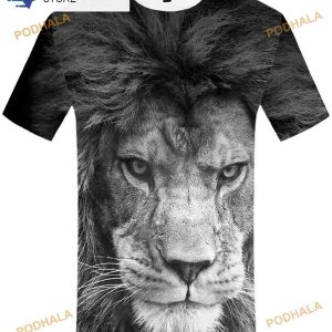 Animal Lion Printed Graphic Tee