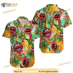Animal Muppet Hawaiian Shirt, Pineapple Tropical Short Sleeve Button Shirt