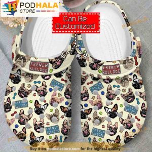 Animal Print French Bulldog Pattern 3D Crocs, Funny Crocs