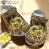 Animal Skin Sunflower Cheetah Floral 3D Crocs, Funny Crocs