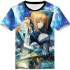 Anime Fate Stay Night Cosplay Saber Print Short Sleeve Tee Tops 3D Anime Shirt