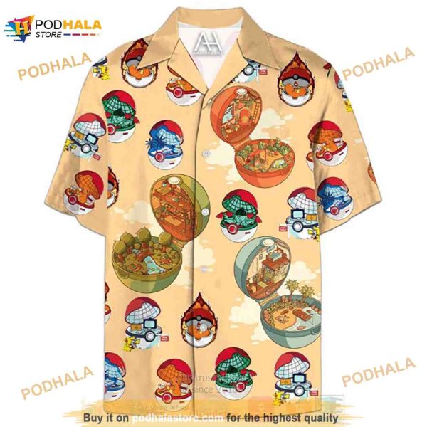 Anime Pokemon Ball Funny 3D Hawaiian Shirt