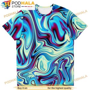Aqua Ocean Blue Liquid Waves Swirls Psychedelic Dmt 3D Shirt