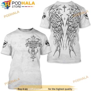 Archaic Mens Short Sleeve Spike Wings 3D Shirt