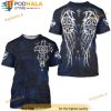 Archaic Men's Short Sleeve Spike Wings Crewneck 3D Shirt